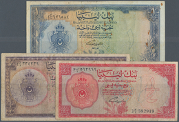 Libya / Libyen: Set Of 3 Notes Containing 1/4, 1/2 And 1 Pound L.1963 P. 23-35, All Used With Folds - Libië