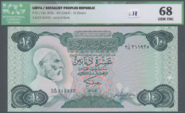 Libya / Libyen: 10 Dinars ND(1984) Socialist Peoples Republic P. 51, S/N 311935, In Crisp Original C - Libia