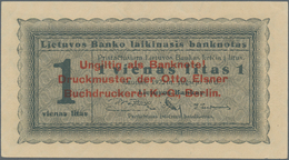 Lithuania / Litauen: 1 Litas 1922 SPECIMEN With Red Overprint: "Ungiltig Als Banknote! Druckmuster D - Litauen