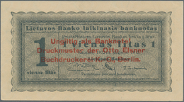 Lithuania / Litauen: 1 Litas 1922 SPECIMEN With Red Overprint: "Ungiltig Als Banknote! Druckmuster D - Lituania