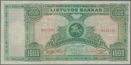 Lithuania / Litauen: 1000 Litu 1924, P.22a, Extraordinary Rare And The Key Note Of Lithuanian Bankno - Lithuania