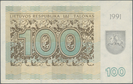 Lithuania / Litauen: Pair Of The 100 Talonas 1991, One With Text On Lower Front And One Without, P.3 - Litauen