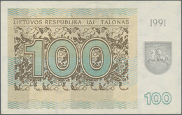 Lithuania / Litauen: Pair Of The 100 Talonas 1991, One With Text On Lower Front And One Without, P.3 - Litouwen