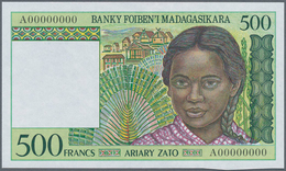 Madagascar: Set Of 2 Notes Containing 500 And 25.000 Francs ND(1994-95) Specimen P. 75s, P. 82s With - Madagaskar