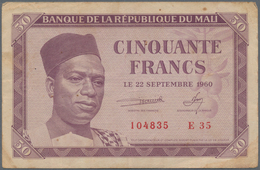 Mali: Set Of 2 Notes Containing 50 & 100 Francs 1960 P. 1, 2, Both In Similar Condition With Traces - Mali
