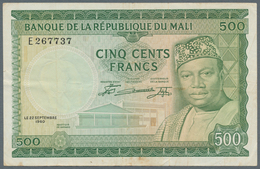 Mali: 500 Francs 1960 (1967), P.8, Very Nice Note In Great Original Shape, Some Folds, Lightly Toned - Mali