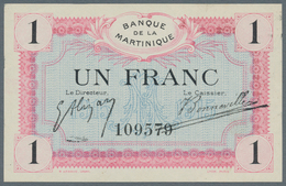 Martinique: Banque De La Martinique 1 Franc 1915, P.10, Almost Perfect Condition With Soft Diagonal - Sonstige & Ohne Zuordnung