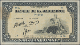 Martinique: 25 Francs ND(1943-45) P. 17, Pressed But Still Strong Paper And Nice Colors, Three Verti - Other & Unclassified