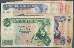 Mauritius: Set Of 13 Banknotes Containing 5x 5 Rupees ND(1967) P. 30 (F), 4x 10 Rupees ND(1967) P. 3 - Mauritius