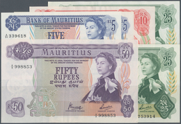 Mauritius: Set Of 6 Banknotes Containing 2x 5 Rupees ND(1967) P. 30 (XF), 10 Rupees ND(1967) P. 31 ( - Mauricio