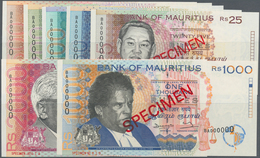 Mauritius: Highly Rare Specimen Set With 25, 50, 100, 200, 500, 1000 And 2000 Rupees 1998 Specimen, - Mauritius