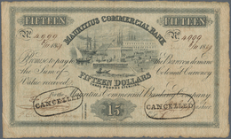 Mauritius: 15 Dollars = 3 Pounds Sterling 1839 P. S123, Used With Folds And Creases, Light Stain In - Mauritius