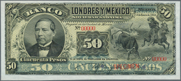 Mexico: Banco De Londres Y México 50 Pesos 1913 SPECIMEN, P.S236s, Punch Hole Cancellation And Red O - México