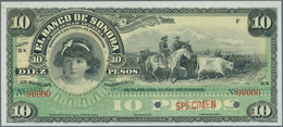 Mexico: El Banco De Sonora 10 Pesos 1899-1911 SPECIMEN, P.S420s, Punch Hole Cancellation And Red Ove - Mexiko
