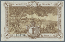 Monaco: 1 Franc 1920 Serie A, P. 4a, In Condition: AUNC. - Monaco