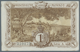 Monaco: 1 Franc 1920 Serie A, P. 4a, In Condition: AUNC. - Mónaco