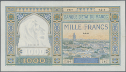 Morocco / Marokko: 1000 Francs 1945 P. 16 In Exceptional Condition, With Very Light Vertical And Hor - Marokko