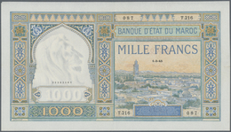 Morocco / Marokko: 1000 Francs 1945 P. 16 In Exceptional Condition, With Very Light Vertical And Hor - Marocco