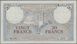 Morocco / Marokko: 20 Francs 1945 P. 18b With Light Folds And Creases In Paper, No Holes Or Tears, P - Marruecos