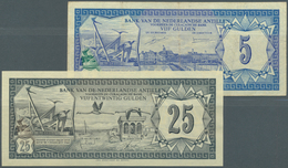 Netherlands Antilles / Niederländische Antillen: Set Of 2 Notes Containing 25 Gulden 1972 P. 10a (aU - Antille Olandesi (...-1986)