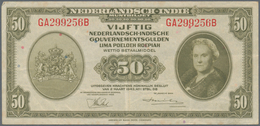 Netherlands Indies / Niederländisch Indien: 50 Gulden L.1943, P.116a In VF Condition With Several Fo - Niederländisch-Indien