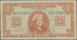Netherlands / Niederlande: 1 Gulden 1945 P. 70, Print Error, Back Side Is Unprinted, Note Used With - Sonstige & Ohne Zuordnung