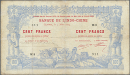 New Caledonia / Neu Kaledonien: 100 Francs 1914 Noumea Banque De L'Indochine P. 17, Used With Strong - Nouméa (Neukaledonien 1873-1985)