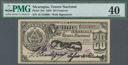 Nicaragua: Rare Note 20 Centavos 1894 P. 18a, In Condition: PMG Graded 40 XF. - Nicaragua