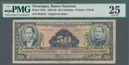 Nicaragua: 50 Cordobas 1958 P. 103a, In Condition: PMG Graded 25 VF. - Nicaragua