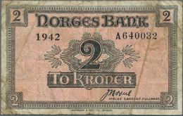 Norway / Norwegen: 2 Kroner 1942 P. 18, Several Stonger Folds And Stain In Paper, No Holes Or Tears, - Norwegen