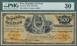 Peru: 500 Soles 1879 P. 10, In Condition: PMG Graded 30 VF. - Perú