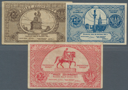 Poland / Polen: Set With 3 Banknotes 10, 20 And 50 Groszy 1924, P.44-46 In F To VF Condition. (3 Pcs - Poland
