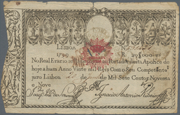 Portugal: 20.000 Reis 1799 Revalidation Issue "Pedro IV" P. 31, Stronger Center Fold With Small Piec - Portugal