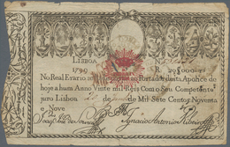 Portugal: 20.000 Reis 1799 Revalidation Issue "Pedro IV" P. 31, Stronger Center Fold With Small Piec - Portogallo