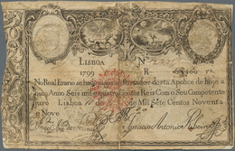 Portugal: 6400 Reis 1799 Revalidation Issue "Miguel" P. 39, Stronger Used, Folds And Stain In Paper, - Portogallo