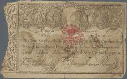 Portugal: 10.000 Reis 1799 P. NL, Revalidation Issue "Pedro IV", Stronger Used With Strong Center Fo - Portugal