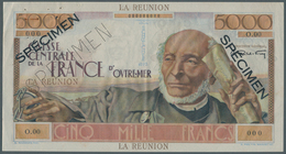 Réunion: 5000 Francs ND (1947) Specimen P. 48s, Famous Large Size Banknote With General Schoelcher A - Reunión