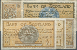 Scotland / Schottland: Set Of 5 Notes Bank Of Scotland Containin 1 Pound 1936 P. 91a (F), 1 Pound 19 - Sonstige & Ohne Zuordnung