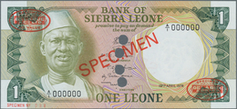 Sierra Leone: 1 Leone 1974 Specimen P. 5as, With Zero Serial Numbers And Red Specimen Overprints, In - Sierra Leona