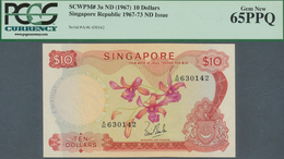Singapore / Singapur: 10 Dollars ND(1967) P. 3a In Condition: PCGS Graded 65PPQ Gem New. - Singapour