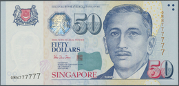 Singapore / Singapur: 50 Dollars ND(1999) P. 41a With Solid Number Serial #0MN 777777 In Condition: - Singapour