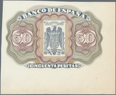 Spain / Spanien: Unlisted Back Essay Print Specimen For A 50 Pesetas Banknote, Similar To The Design - Sonstige & Ohne Zuordnung