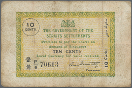 Straits Settlements: 10 Cents ND P. 6, Used With Vertical And Horizontal Folds, Light Stain In Paper - Malaysie