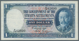 Straits Settlements: Rare Early Date 1 Dollar 1933 P. 16a, Used With Folds And Light Creases, No Hol - Malaysia