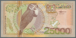 Suriname: 25.000 Gulden 2000, P.154, Nice Item With Several Folds And Minor Spots, But Still Strong - Surinam