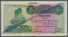 Syria / Syrien: 1 Livre 1939, P.40b, Vertically Folded And Some Other Minor Creases But Still Strong - Syrien