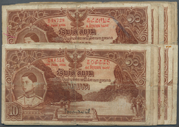 Thailand: Set Of 13 Banknotes 10 Baht 1935 And 1936 P. 28, All Notes Nearly The Same Condition, A Bu - Thailand