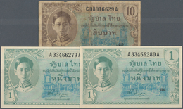 Thailand: Set With 3 Banknotes Of The ND (1946) "King Rama VIII - US Printing" Issue Comprising 2 X - Tailandia