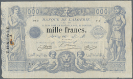 Tunisia / Tunisien: 1000 Francs 1923 P. 7b, Used With Several Folds In Paper, Larger Rusty Pinhole A - Tunesien