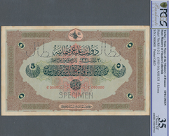Turkey / Türkei: Rare Specimen Banknote Of 5 Livres ND(1915-16) AH1331, RS-1-2-2, With Arablic Speci - Türkei